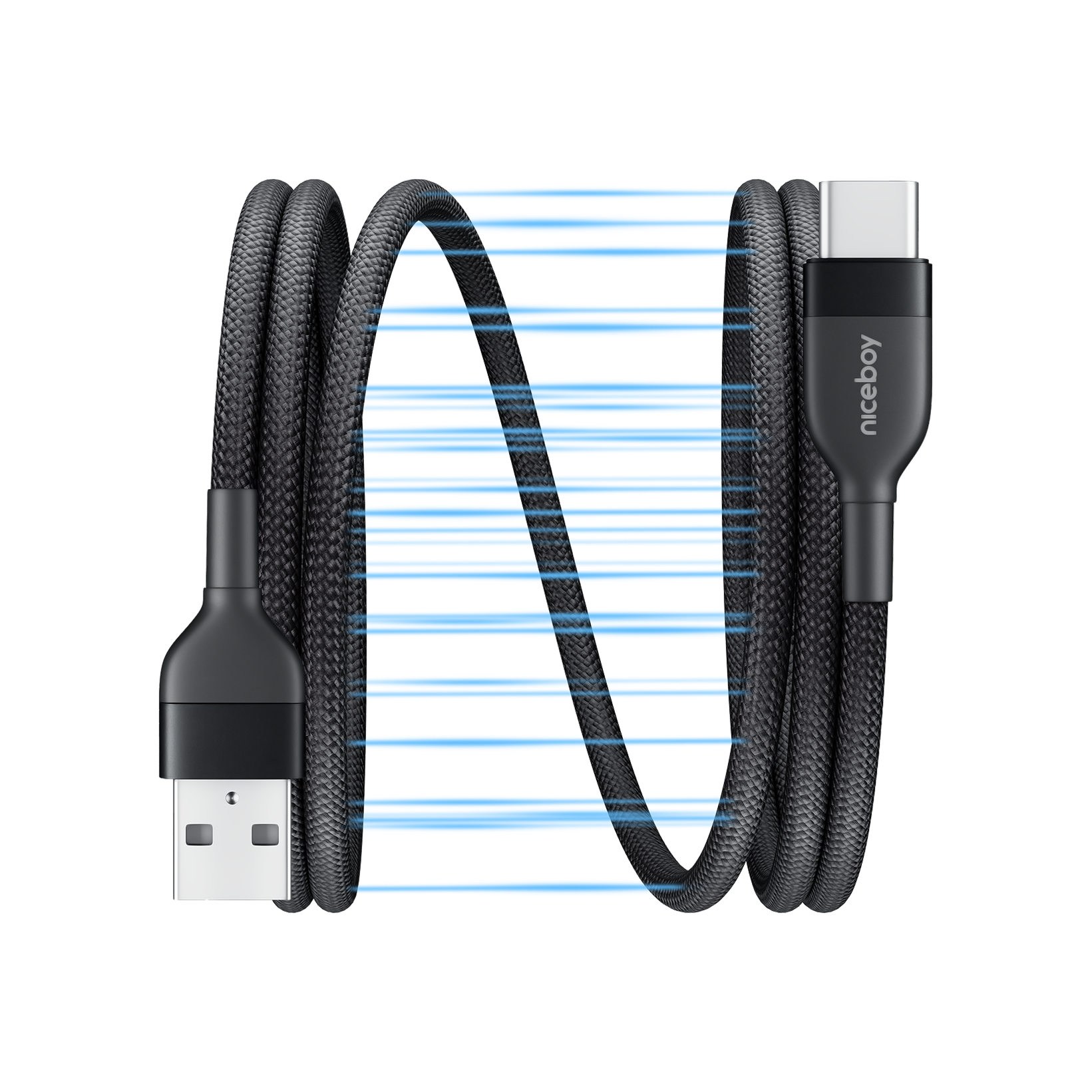 Niceboy Mágneses Töltőkábel USB-A-ról USB-C-re Fekete
